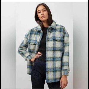 Rails Turner Shacket Cobalt Lime Smoke Plaid Oversized Shirt Jacket Size M